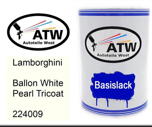 Lamborghini, Ballon White Pearl Tricoat, 224009: 500ml Lackdose, von ATW Autoteile West.